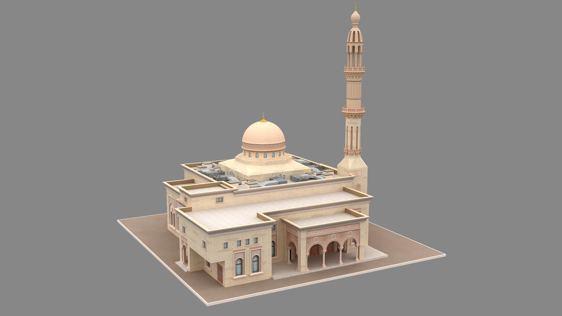 Al Rahim Mosque Dubai Marina 3d Model