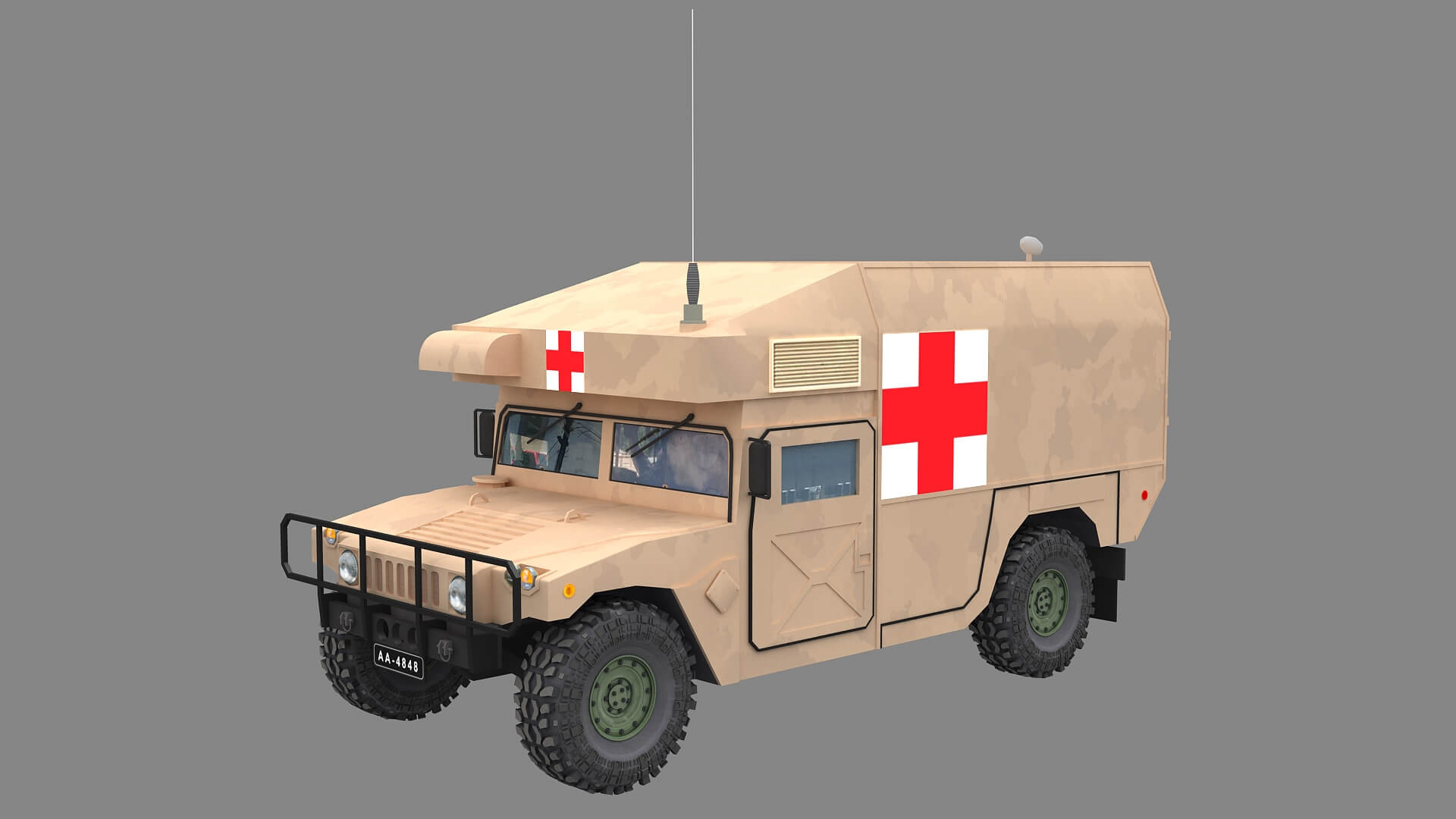 Low Poly Military Ambulance HMMWV M997