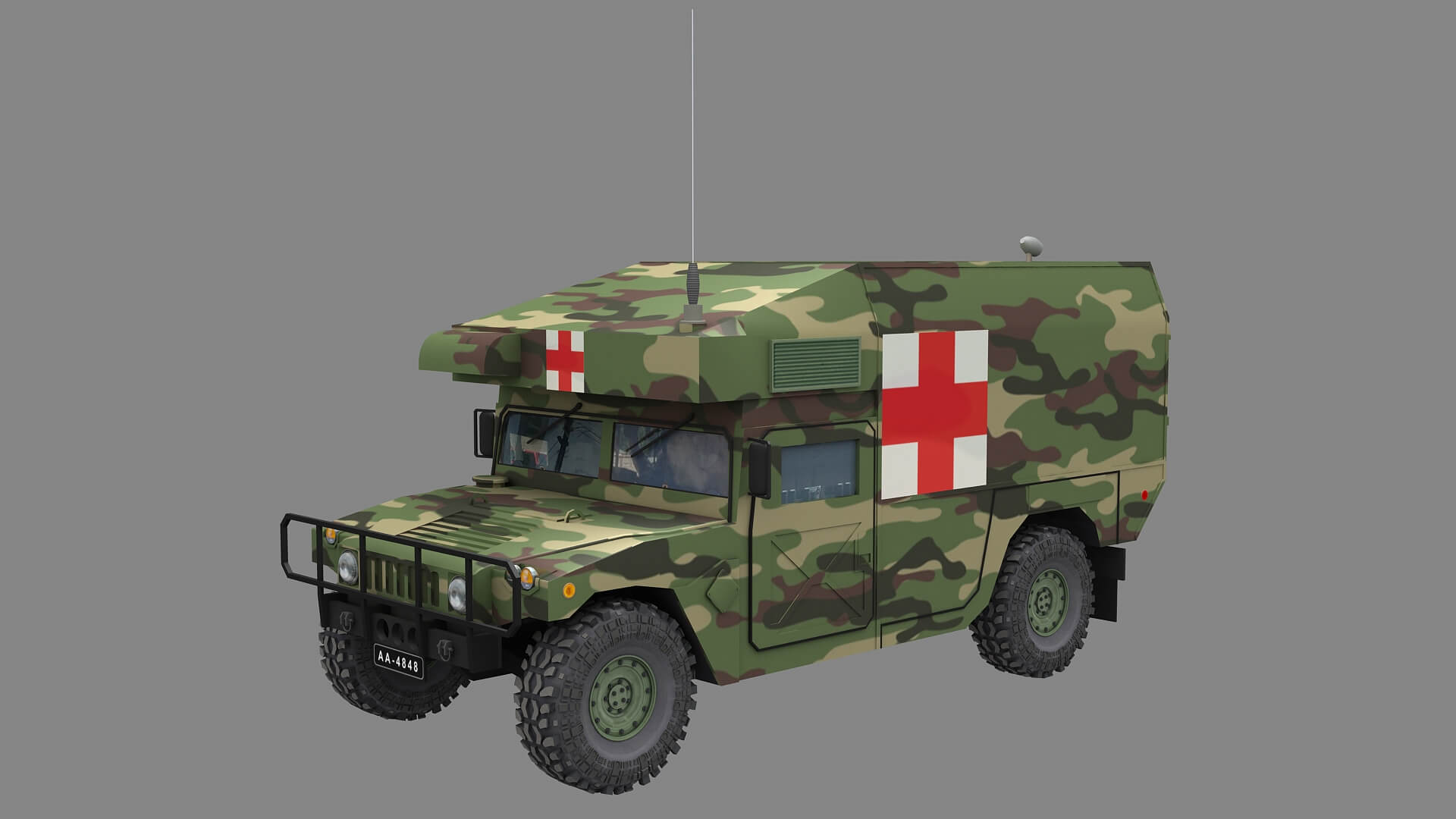 Military Ambulance HMMWV M997 Low Poly