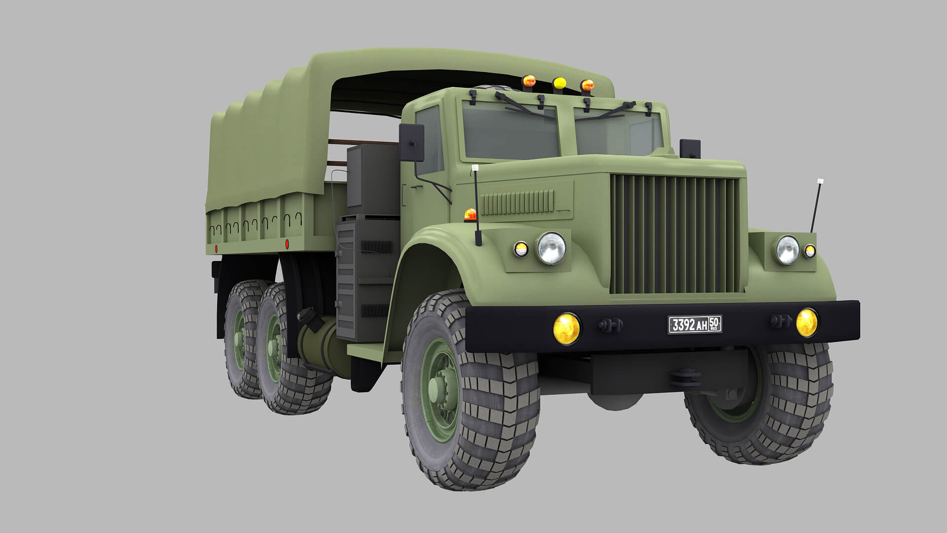 KRAZ 255B1 low poly Military Truck