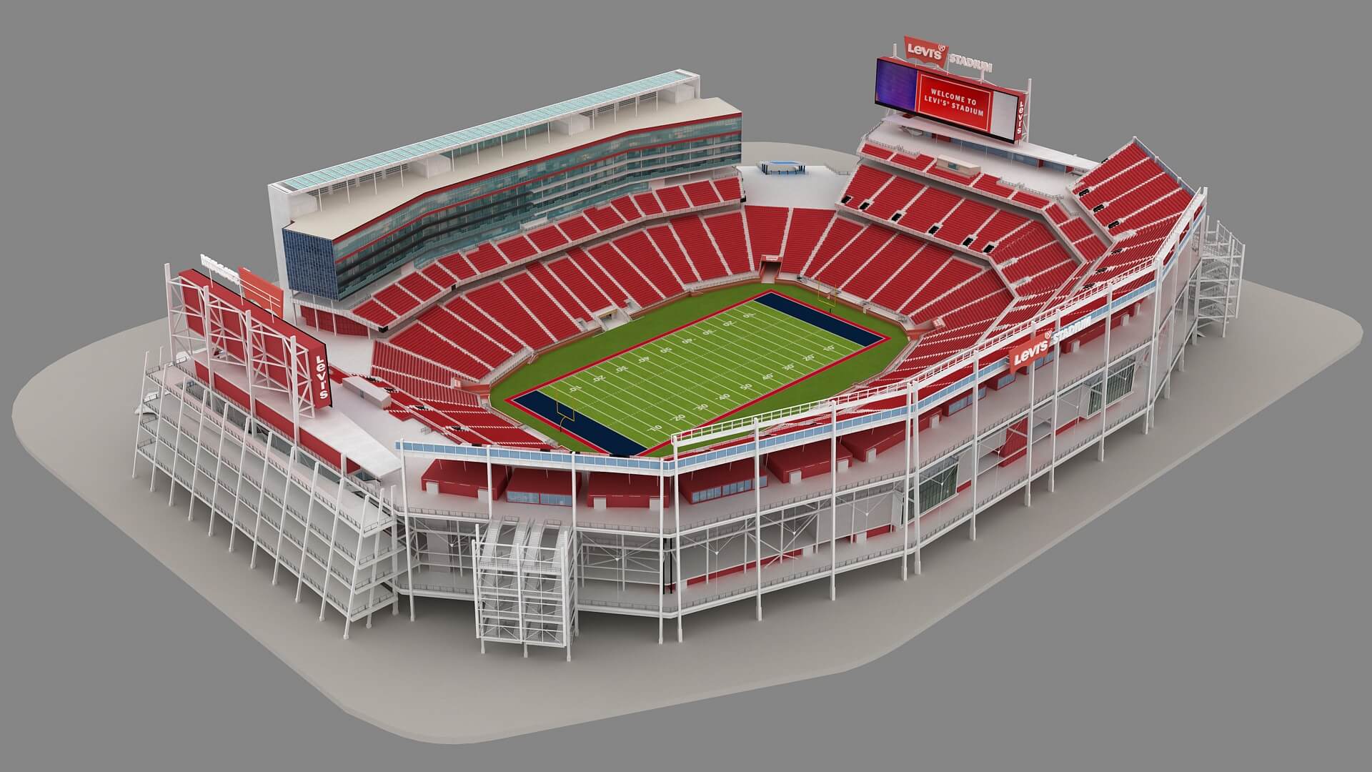 Levis Stadium California, Originally created with 3ds Max 2015 and rendered in V-Ray 3.0. Model does not include any backgrounds or scenes used in preview images.