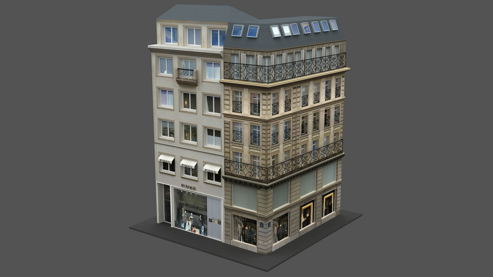 Typical Parisian Corner Building 03