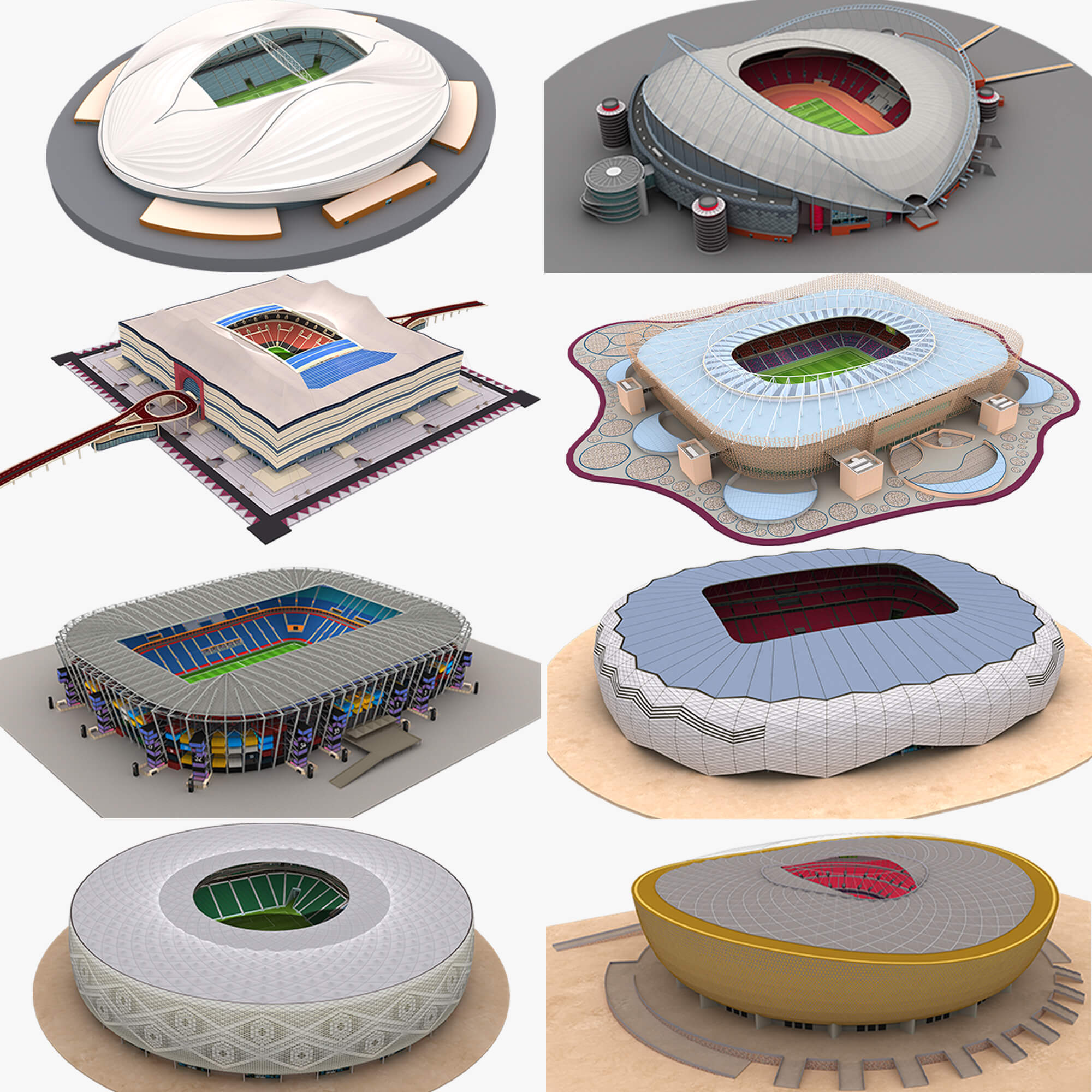 Qatar Stadiums 3D Model Collection_