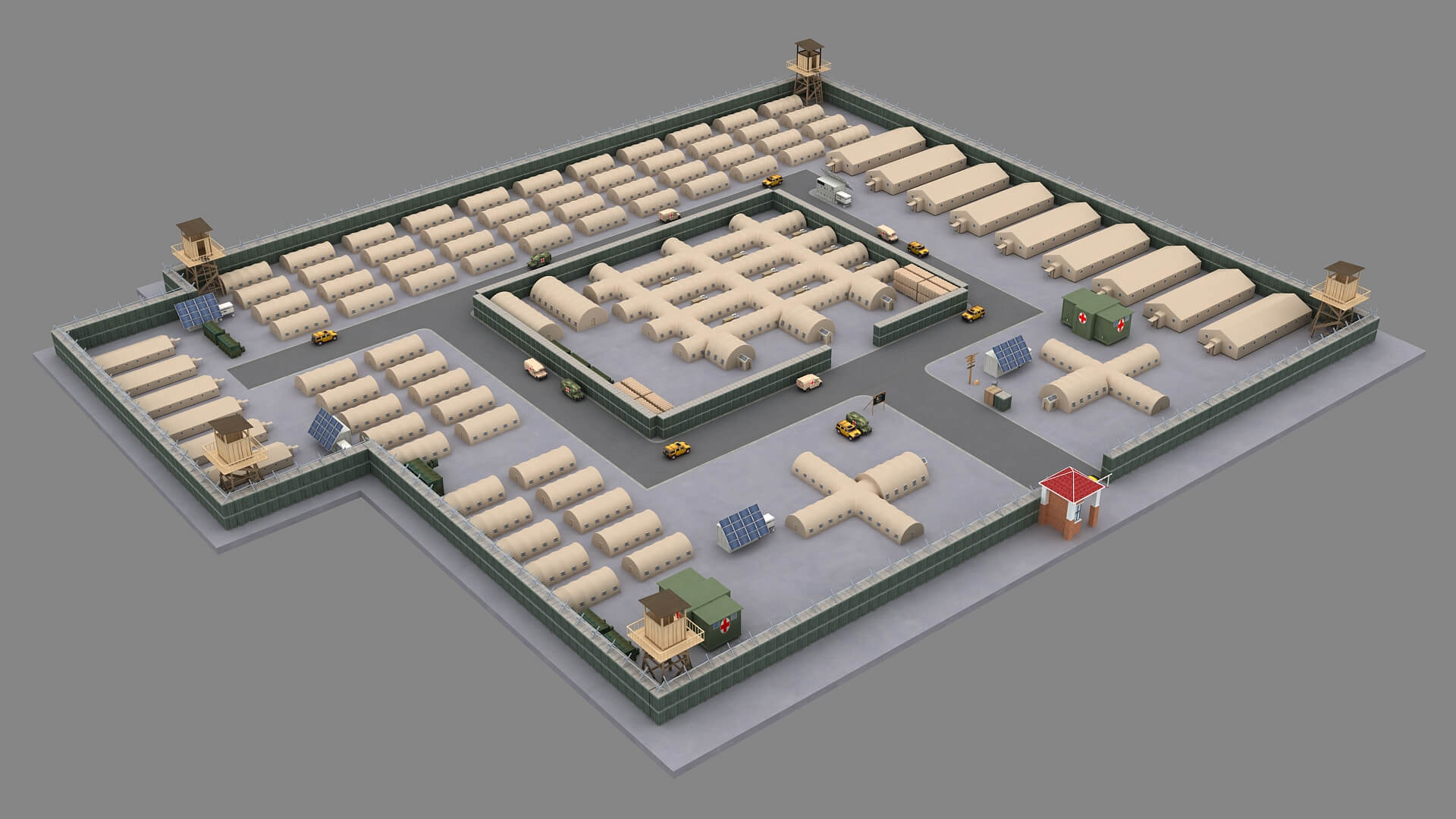 Military Base Security Area 3d Model