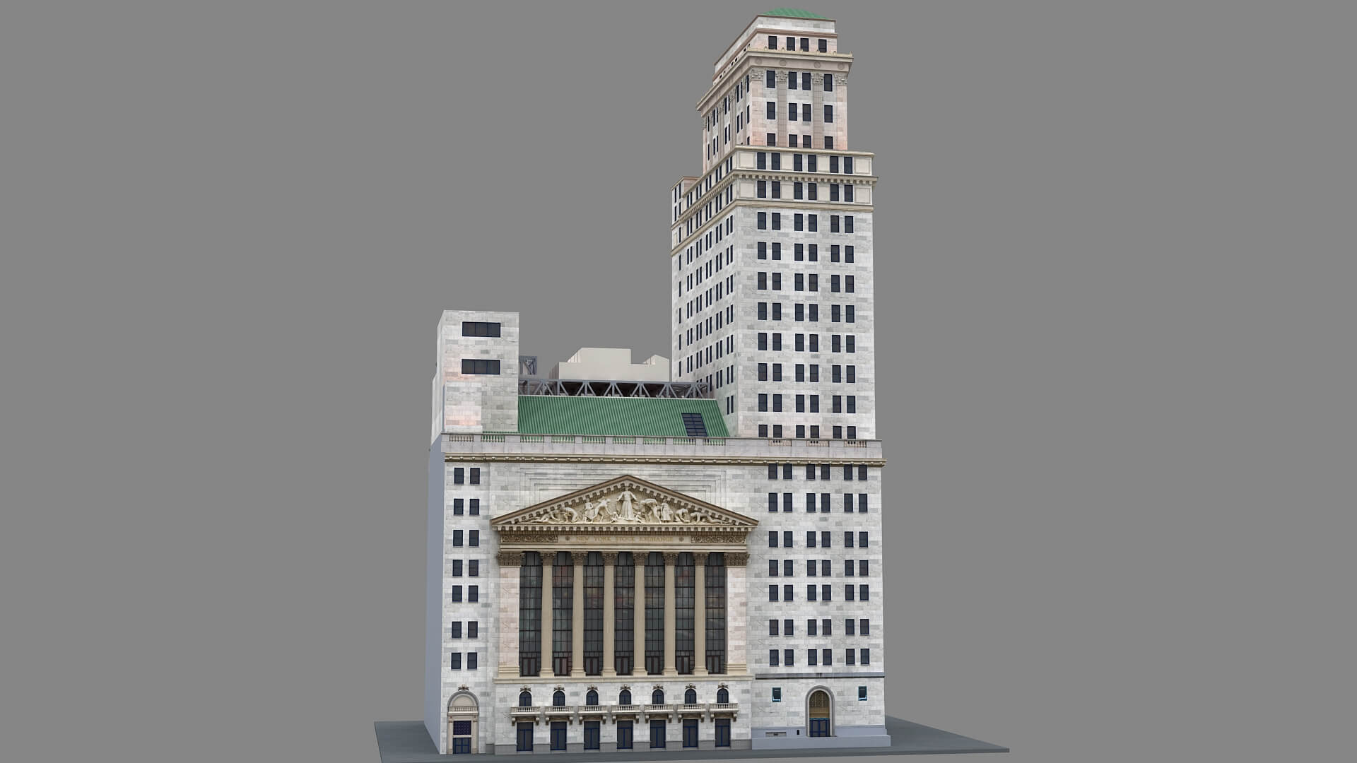 new york stock exchange building city nyse financial american usa architecture landmark building newyork house nyc manhattan wallstreet historic 3d model